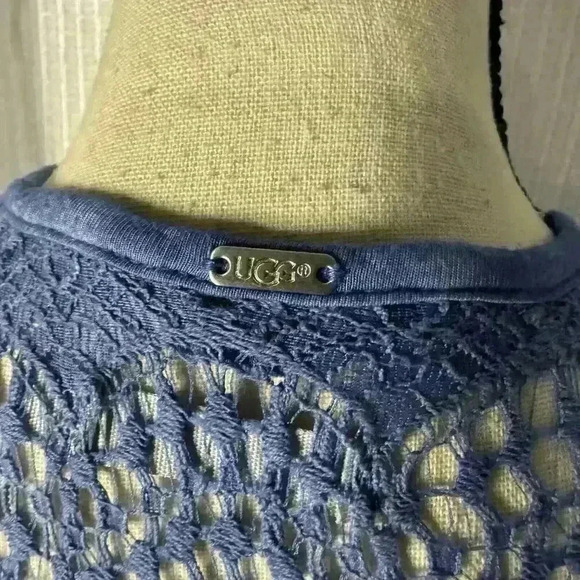 UGG Australia Womens S Blue Open Knit Robe Wrap Kimono Beach Cover Up - Picture 7 of 13